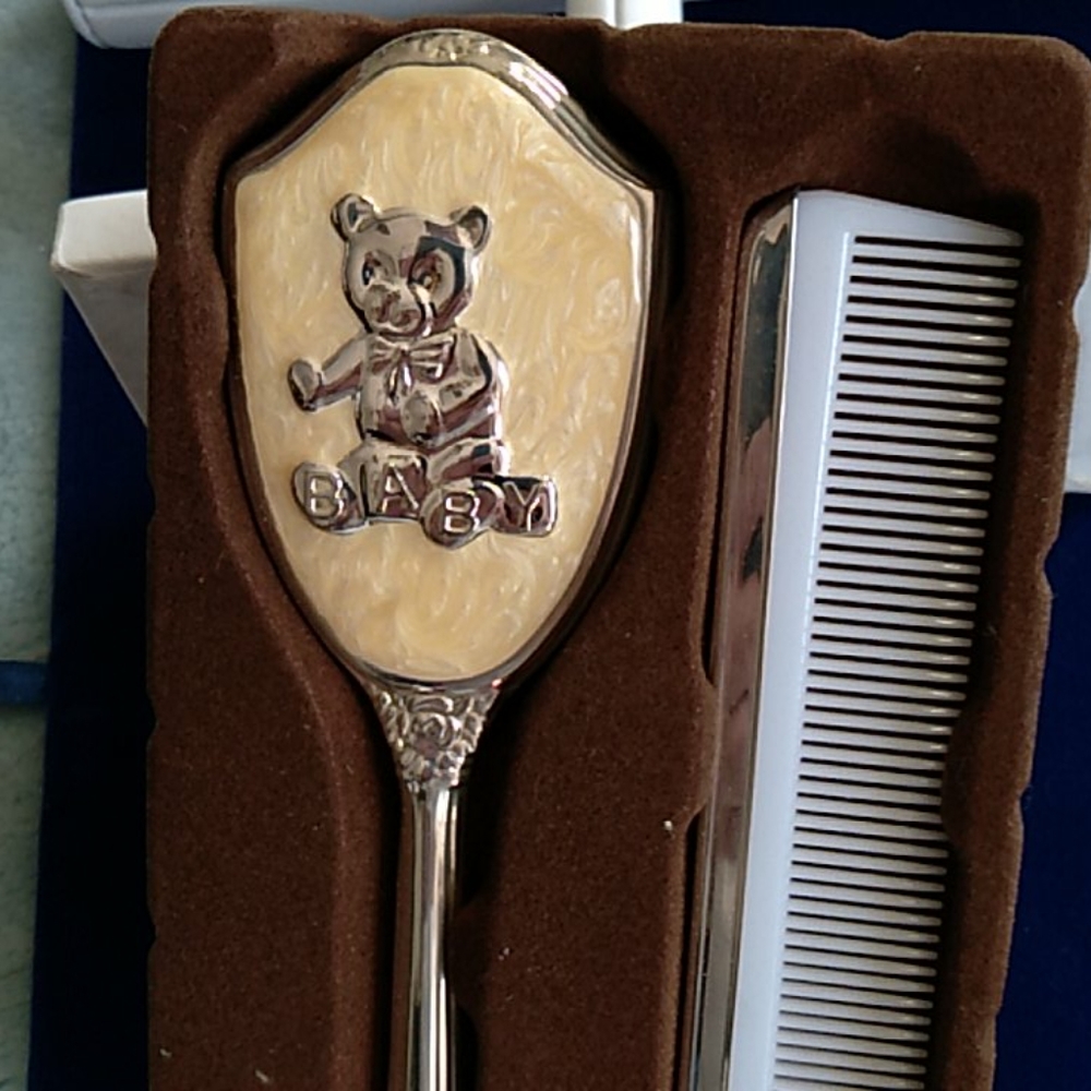 Heirloom Silver Plated Baby Comb & Brush Set